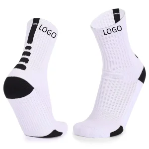 OEM Men Cotton Athletic Custom Logo Sport Gym Workout Terry Non slip Basketball Socks