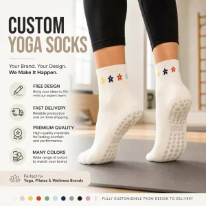 OEM/ODM Crew Yoga Socks for Lady & Youth Fitness Women Pilate Socks Anti-Slip Custom Logo Bottom Position Grip Socks