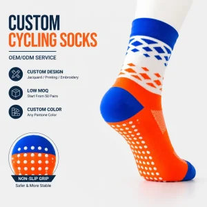 OEM ODM Custom Crew Cycling Socks For Children Low MOQ Jacquard Process Custom Logo Non Slip Grip Breathable Moisture Wicking
