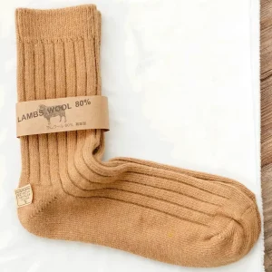 OEM ODM Men’s Mink Wool Socks Solid Color Regular Thickness Needle Ribbed 80% Wool Blended Socks Plus Size