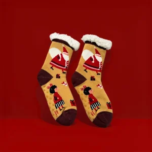 OEM ODM Service Soft Breathable Compression Crew Festive Xmas Indoor Socks for Women