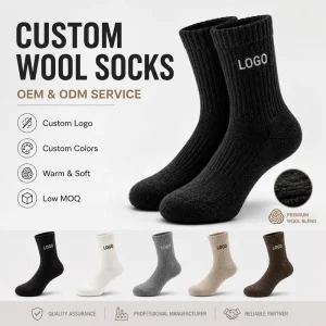 OEM ODM Wool Blend Crew Socks Custom Logo Warm Breathable Winter Socks Low MOQ Factory Direct Supply