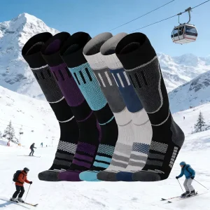 OEM Pattern Custom Ski Socks Merino Wool Acrylic Thick Warm Thermal Full Cushion Knee High Outdoor Sports Socks for Winter