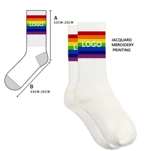 OEM Personality Elastic Custom Long White Knitted Crew Sports Socks