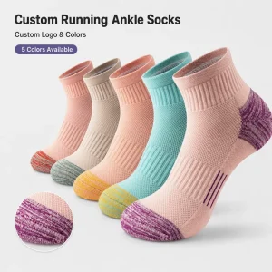 OEM Promotional High Quality Cotton Sports Socks Ankle Length Fashion Terry Padded Quarter Running Socks Custom Logo