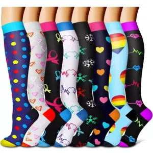OEM Sport Compression Leg Socks Print Cute Compression Stockings 20 30 Mmhg Medical Sport Socks Nurse Compression Socks