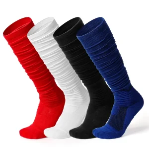 OEM Sports Scrunch Football Socks Quick Dry Breathable Knee Knitted Knee Wrinkle Padded Socks for Women Men Letter for