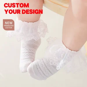 OEM Spring Summer Thin Crew Cut Mesh with Breathable Butterfly Pattern Crystal Flower Design Girls Children’s Socks