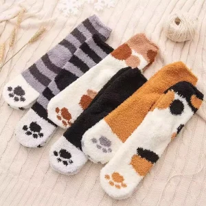 OEM Winter Women’s Thermal Floor Socks Breathable Fuzzy Grip Animal Warm Crew Socks