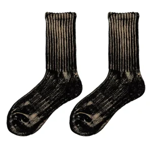 OEM Women’s Tie Dye Mid tube Thick thread Couple Socks Street Fashion Faded Old Cotton Sports Socks Personalized Men’s Socks