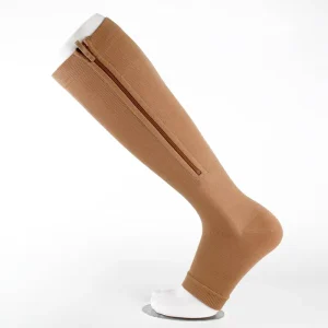 OEM Zipper SUPPORT Knee High Compression Socks 15-20mmHg for Men & Women Open Toe Boost Circulation & Reduce Swelling