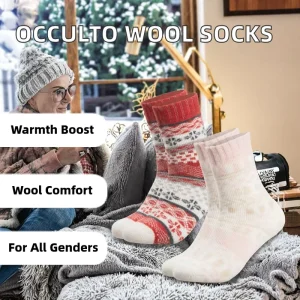Occulto Winter Merino Wool Thick Knitted Thermal Socks for Women & Men Pack of 2 Model Lumi Mix 39 42