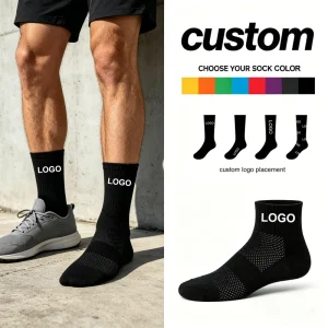 Oem Designer Custom Unisex Jacquard Running Socks Ankle Crew Cotton Men’S Sports Socks