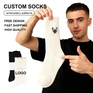 Oem Manufacturer Embroidery Crew Running Socks Cotton Custom Logo Men’s Sports Athletic Socks