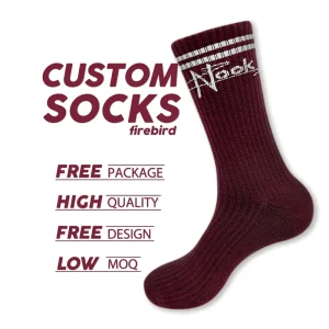One Size Knitted Crew Sports Socks for Men’s Basketball & Tennis Custom Logo on Body Letter Pattern for Autumn Season