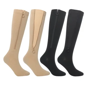 Open Toe Compression Knee High Stockings for Women Men Customized Knitted Socks for Varicose Veins with Logo Cuff