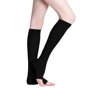 Open Toe Knee High Compression Socks High Elastic Breathable Leg Support Socks Multi Color Pressure Relief Socks