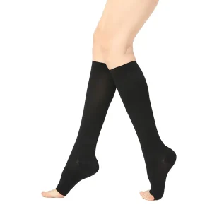 Open Toe Knee High Socks 15 21mmHg Blended Breathable Relieve Mild Limb Edema