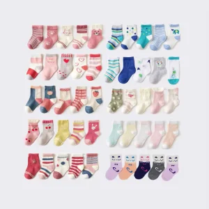 Organic Cotton Colorful Funny Kawaii Cute Kids Socks Boys Girls Children School Stock Kid Socks Custom logo