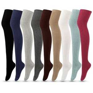 Over Knee Long Women Knitted Socks Pure Cotton Thigh High Knee Socks