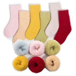Padded Children Candy Merino Wool Socks Baby Thick Winter Socks Terry Cuff Socks for Kids
