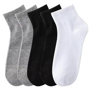 Pairs Lot Men s Solid Color Socks Black White Business Casual Simple Versatile Breathable Cotton Sports Mesh Short Socks