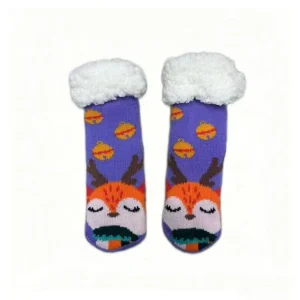 Penguin Fuzzy Crew Cartoon Slipper Socks for Girls Anti slip Plush Santa Winter Knitted Disposable