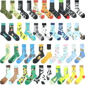 Personalized Fashion AB Socks Asymmetric Cute Designers Socks Animals Fox Dolphin Panda Piano Cotton Funny Unisex Crew Socks