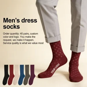 Personalized High end Customized Luxury Anti Bacterial Eco Friendly Summer Casual Over the Calf Men’s Dress Socks With Cuff