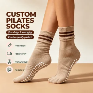 Personalized Logo Custom Socks Knitted Grip Crew Yoga Grippy Women Socks Embroidery Brand New East Design Pilates Socks