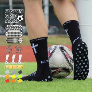 Personalized Non-slip Soccer Socks Custom Adult Size Bible Cross Grip Football Socks Men’s Sports Socks with Grip