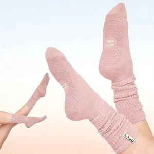 Pilates Crew Socks No Moq Athletic OEM Cotton Anti Non Slip Sport Gym Embroidery Custom Grip Bottom Socks