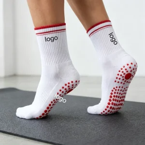 Pilates Women’s Grip Socks Yoga Grip Lazy Bend Barre Anti-slip Long Socks for Hospital Exercise