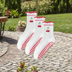 Pilates Yoga Anti Slip Grip Knitted Cuff Crew Ankle Socks Spring Digital Printing Youth & Children Breathable Eco Friendly