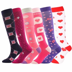 Pink Valentine’s Day Heart Women’s Sports Socks 15 20mhh Envelope Knee High Compression Socks