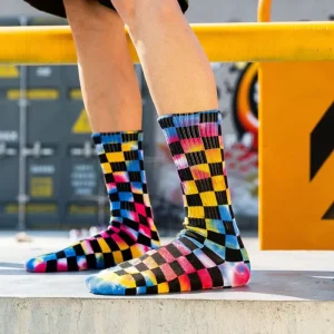 Plaid Mens Sock Crew Tie Dye Colorful Adult Thermal Man’s Socks Standard Sox High Quality Cotton Winter Unisex Trendy Calcetines