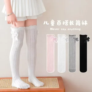 Plaid Thin Breathable Anti mosquito Spring Middle Size Children Stockings for Girls Daily Outdoor Wear