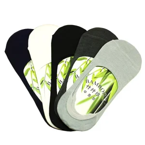 Plain Bamboo Fiber Invisible Socks Non Slip No Show Hidden Socks for Men