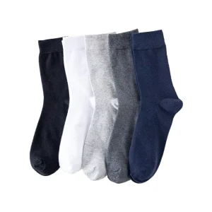 Plain Black White Grey Men’s Crew Cotton Socks Custom Solid Tube Business Socks Knitted Spring Body Logo for Men