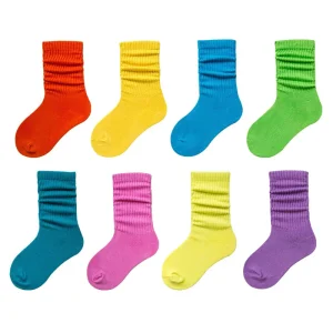 Plain Color Cotton Loose Student Little Girl Boy Toddler Baby Stocking Orange Fancy Kids Slouch Socks
