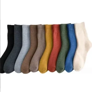 Plain Warm Thicken Terry Crew Custom Design Winter Unisex Cushion Socks for Women