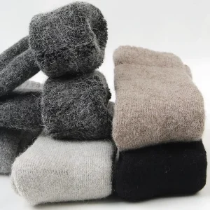 Plain Wool Blend Full Terry Socks Unisex Winter Thick Warm Crew Socks for Women Men