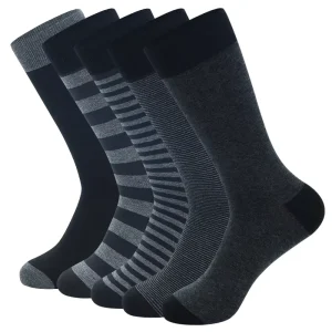 Plus Size Business Stripes Men’s Cotton Casual Thick Basic Long Sport Socks for Men