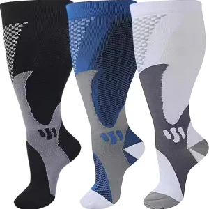 Plus Size Compression Socks Sports Running Long Breathable Wide Calf Leg Stocking Knee High Socks