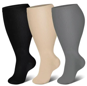 Plus Size Compression Socks Women Men Wide Calf 20 30 Mmhg Extra Large Knee High Compression Sock