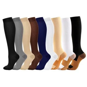 Plus Size Varicose Veins Nurse Sports Running Knee High White Socks Compression Socks Athletic Medical 20 30mmHg Copper Socks