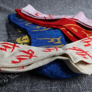 Popular Best selling Cotton Custom Reflective logo Shiny Socks Glitter Socks for Men for Women
