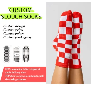 Popular Custom Checkers Grip Pilates Socks Durable Grippy Sporty Socks for Yoga Pilates Custom Grips Ankle Sock Fitness
