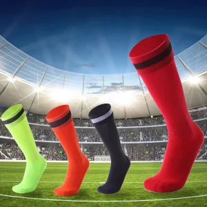 Popular Stripes Knee High Team Long Tube Sport Socks Cotton Customized Football Socks