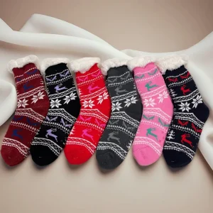 Postpartum Maternity Crew Warmth Sherpa Lined Women’s Anti skid Silicon Grip Daily Floor Socks